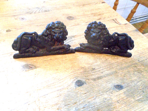 Antique rare cast iron - cast, pair