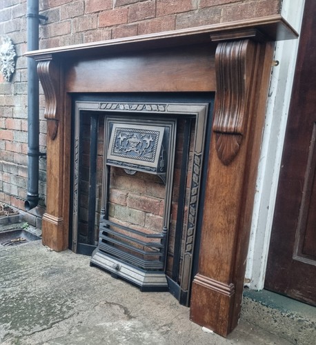 Mahogany fireplace surround - , +