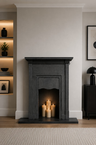 Antique cast iron fireplace - cast,