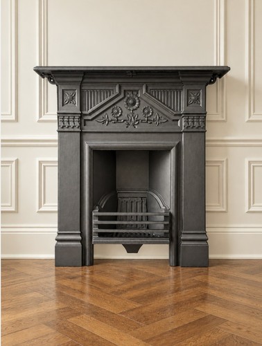 Antique cast iron fireplace - antique,
