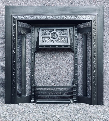 Antique cast iron fireplace - cast,